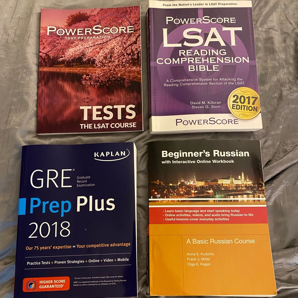 Lsat, GRE, and Russian Language Prep Books